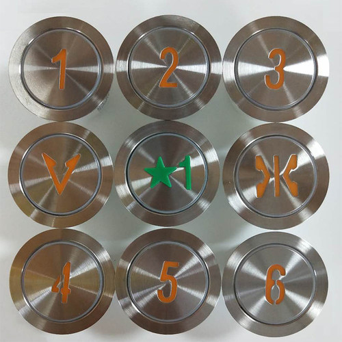 快意电梯配件电梯按钮圆AN306A孔径35mm橙光圆形电梯按键按钮开关