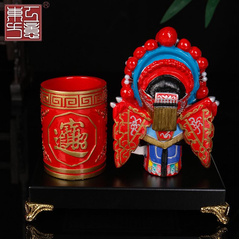 直销京剧创意笔筒三国生日伴手礼送老外北京特色纪念品民间手工艺