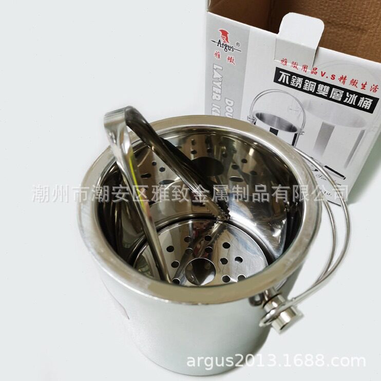 直销含税价雅致不锈钢双层冰桶糖水啤酒红酒香槟冷饮冰镇冰块桶厂