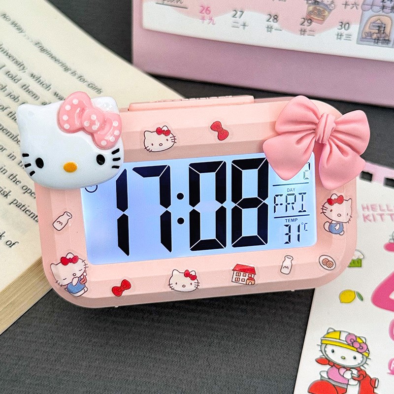 新款帕恰狗迷你夜光闹钟多功能可爱静音便携学生小巧桌面钟表时钟