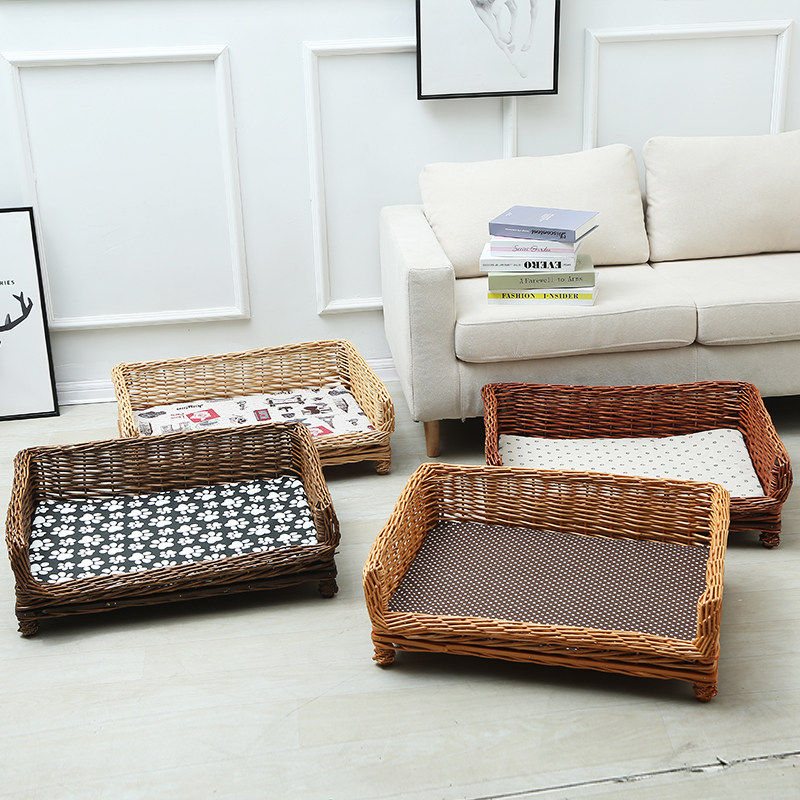 夏季狗窝藤编实木四季通用狗床小中大型犬宠物窝泰迪离地防潮猫床,宠物/宠物食品及用品,猫狗床/躺椅,淘宝优惠券,粉丝福利购,淘宝优惠卷