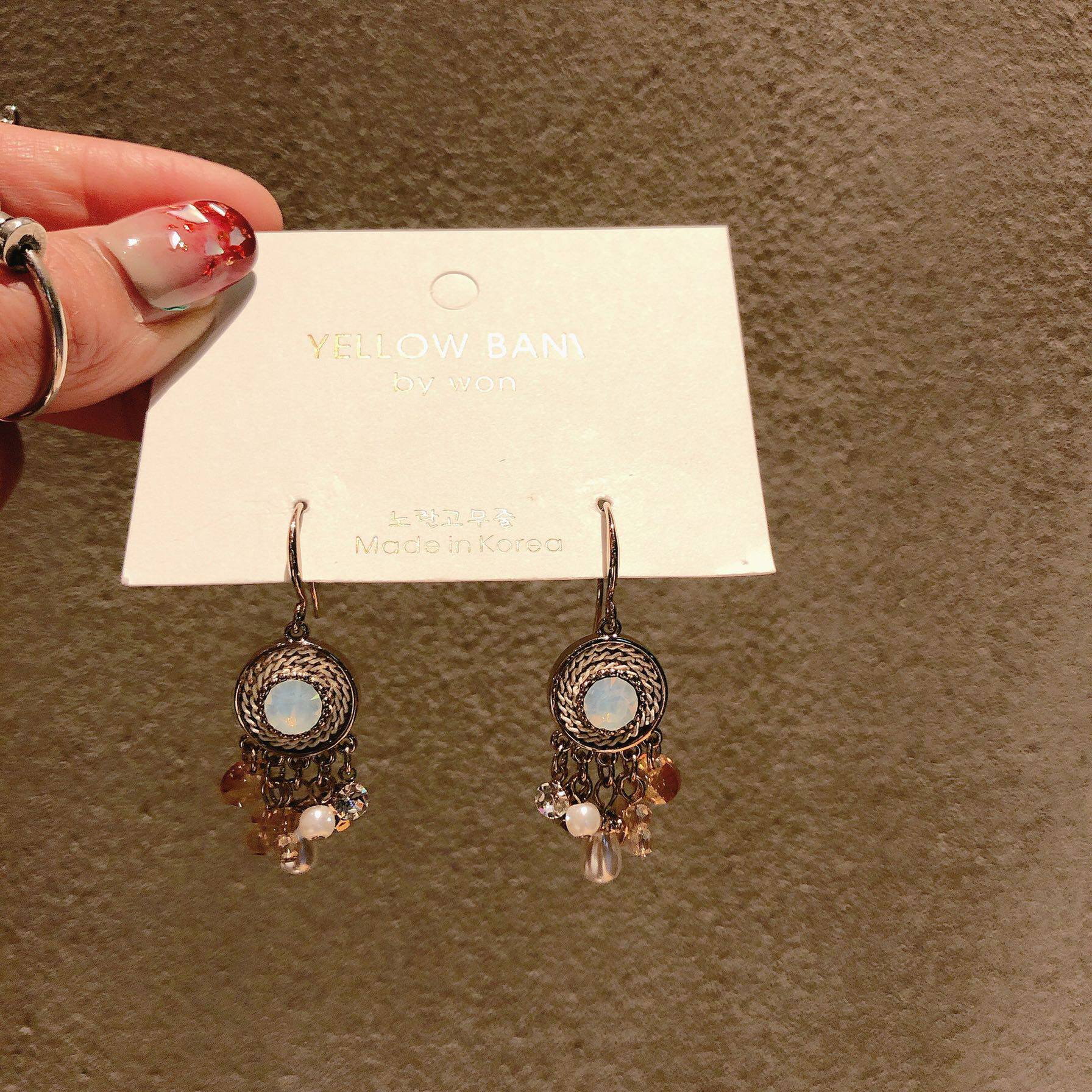 韩国个性民族风复古耳钉女气质超仙小众蛋白石耳环适合胖脸银耳饰