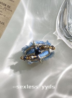 很难不爱!甜酷牛仔芒星戒指女小众设计美式潮酷情侣对戒男生配饰