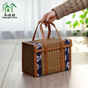 端午粽子高端竹编年货香肠腊肉竹篮大闸蟹土鸡蛋手提外包装盒礼盒