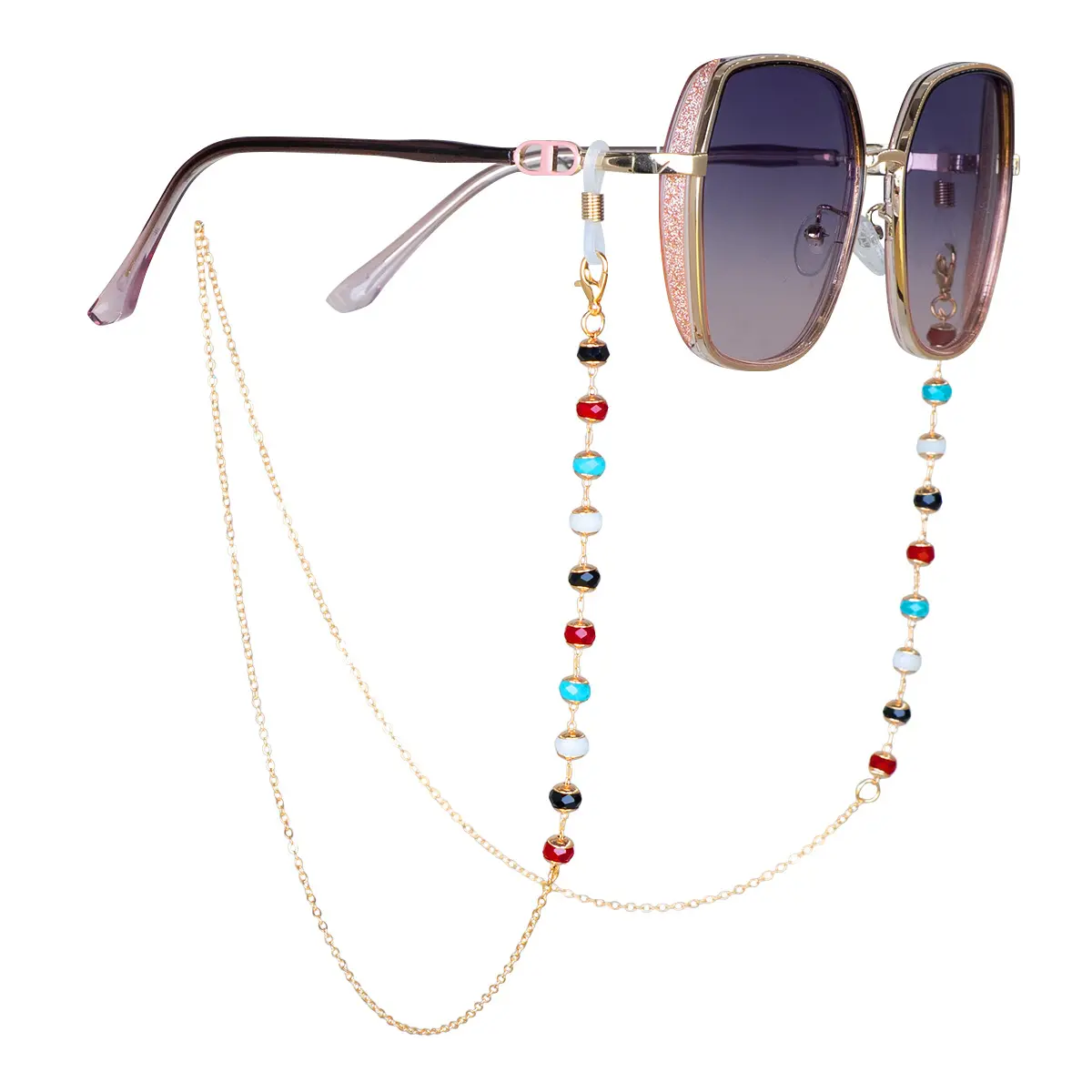 眼镜链女挂脖洛丽塔个性彩色水晶珠珠链条太阳镜挂链老花镜挂绳子