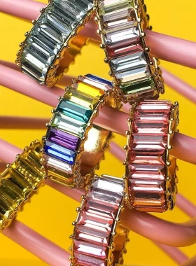 2019新款欧美爆款合金镶钻戒指饰品彩色时尚指环饰品一件