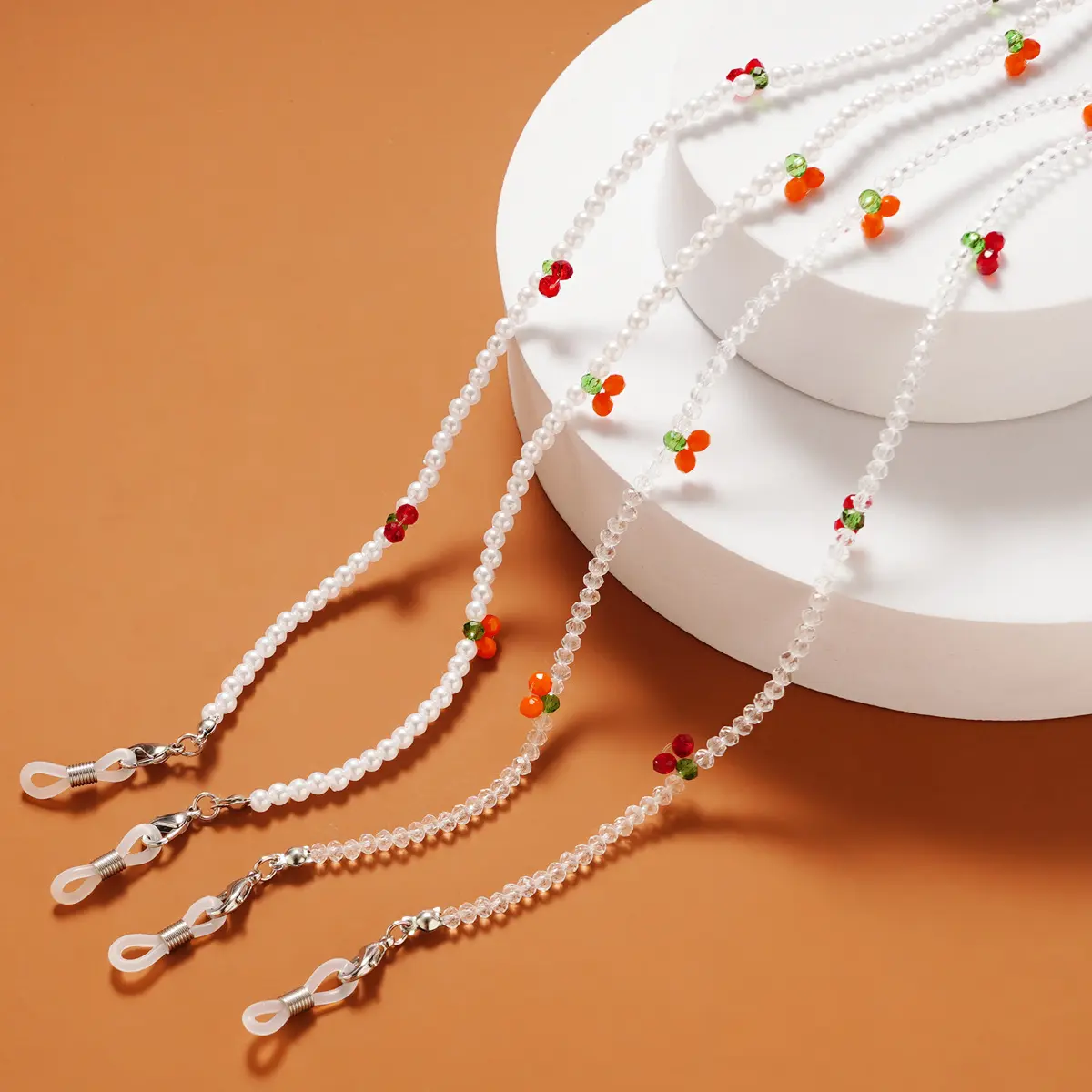 气质小清新多用项链串珠珍珠车厘子口罩链防掉挂链水晶樱桃眼镜链