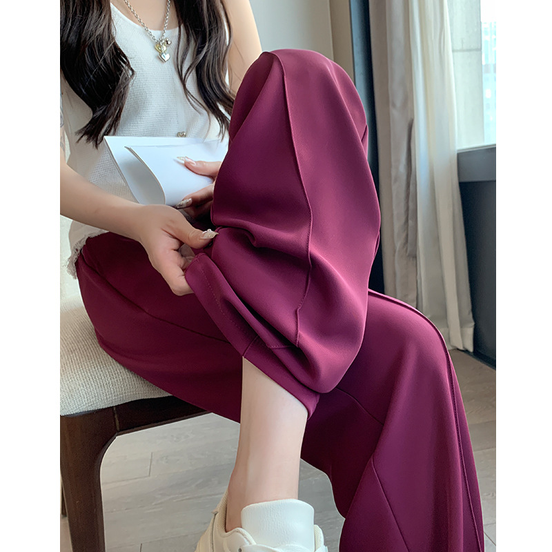 粉色冰丝山本裤子女夏季2025新款高腰垂感宽松bf慵懒风凉感阔腿裤