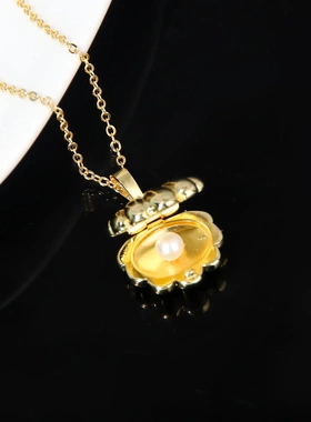 动漫周边人鱼的旋律贝壳珍珠项链复古宫廷海洋人造珍珠相盒吊坠