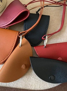 韩系ins皮质饺子包包项链挂脖眼镜包复古小众吸磁mini包挂件配饰