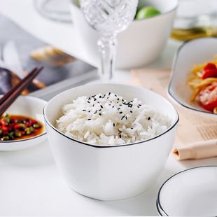 餐厅碗盘子餐具简约白网红方碗厂 家用碗陶瓷汤碗泡面碗碗筷勺套装