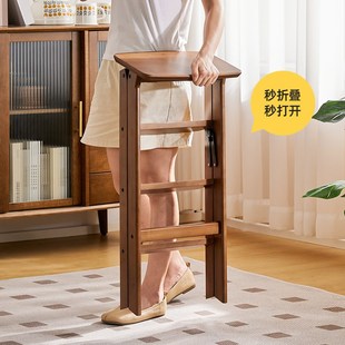 家用可折叠小凳子多功能便携成人加厚登高梯凳厨房楠竹高脚凳梯子