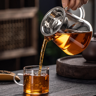 家用茶具加厚耐热高硼硅玻璃公杯带茶漏过滤分茶器公道杯泡茶套装