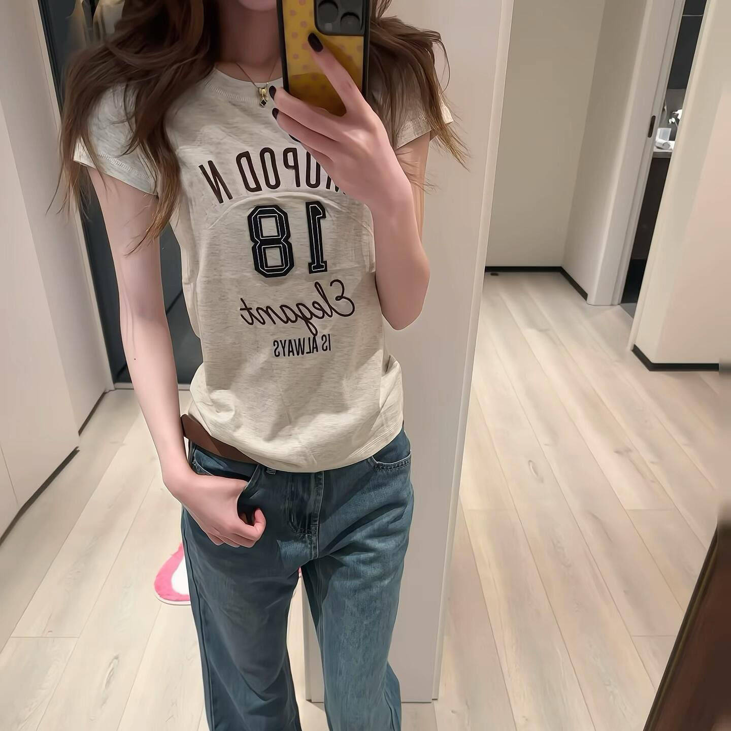 美式复古风字母印花百搭显瘦修身短袖T恤女辣妹运动短款正肩上衣