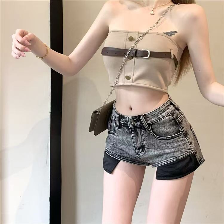 美式辣妹牛仔超短裤女2025夏季新款小众设计感低腰显瘦a字热裤子
