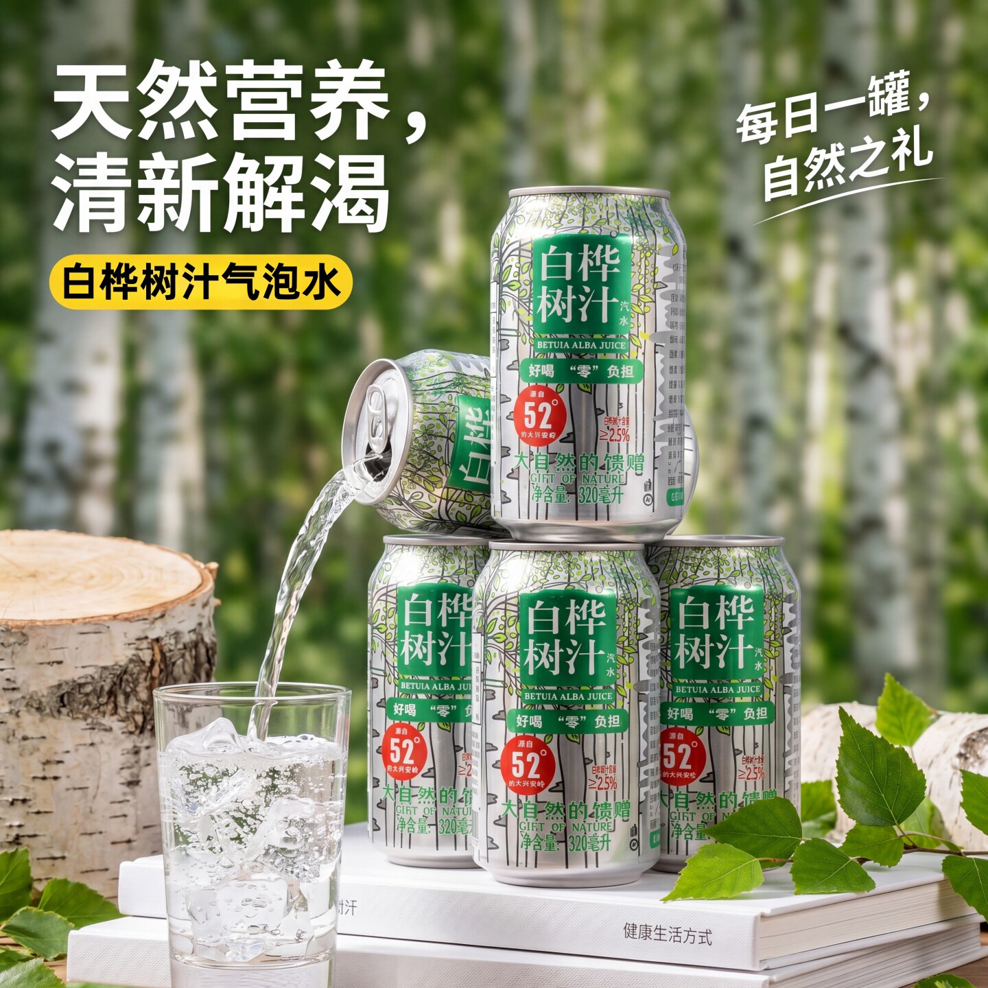 【现货速发】白桦树汁碳酸饮料东北特产易拉罐清新气泡水清爽解渴 - 实物图