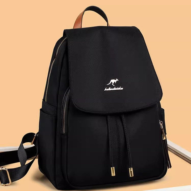 香港新款大容量简约妈妈通勤旅行休闲女士背包黑色牛津布女双肩包