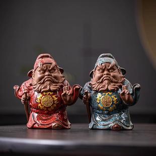 酒店别墅复古工艺品茶桌茶玩小摆件 钟馗茶宠禅意摆件天师人物中式