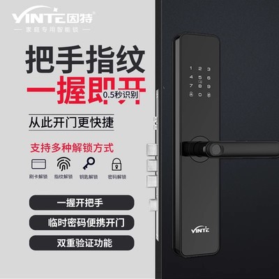 因特智能锁指纹锁一握开家用防盗门入户门门禁卡密码锁智能锁D200