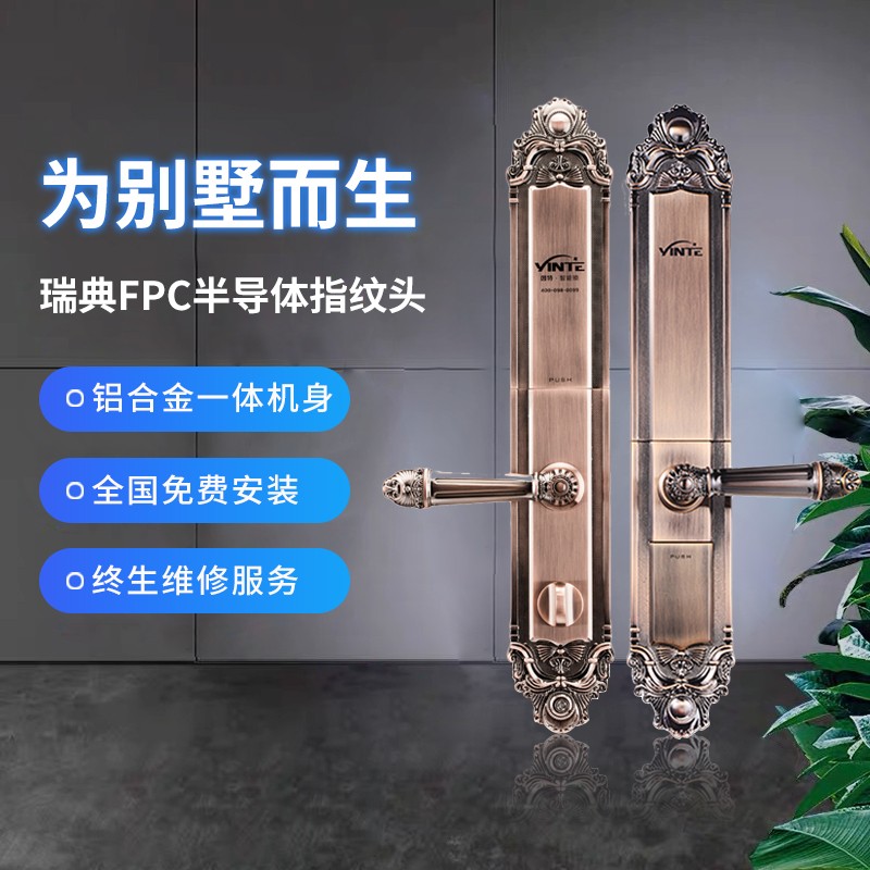 因特智能锁家用别墅门指纹锁