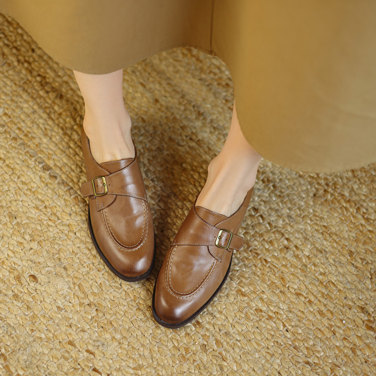 复古英伦风小皮鞋2025春季新款品质水洗牛皮乐福鞋真皮深口女单鞋