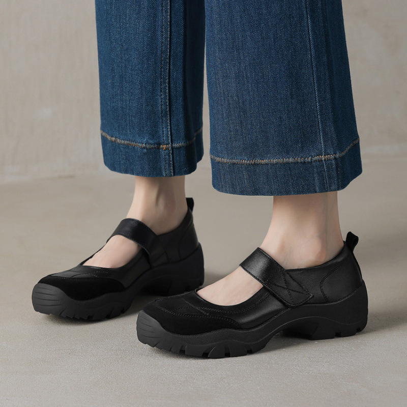 英伦风真皮玛丽珍鞋女2025新款小皮鞋软底浅口单鞋休闲女鞋厚底鞋