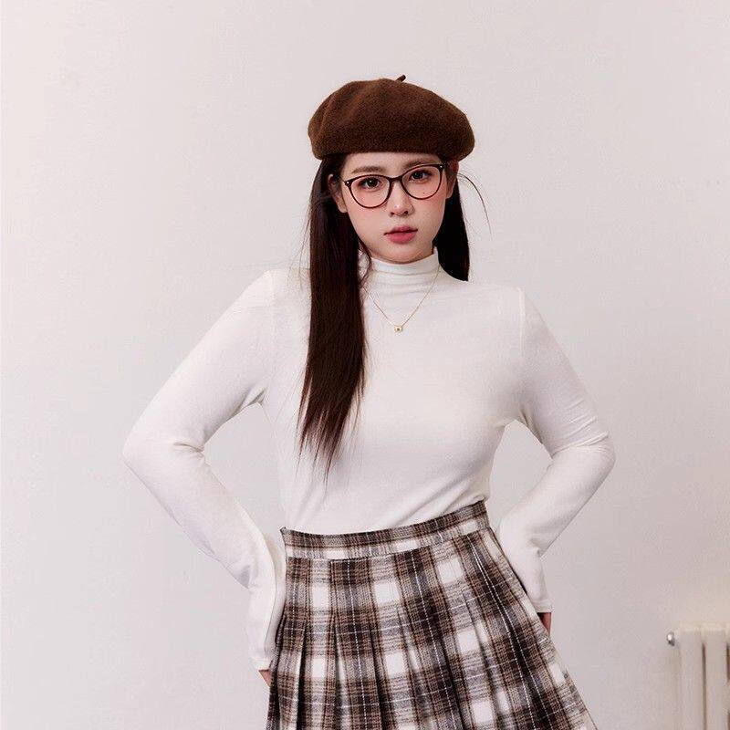 秋季大码女装胖妹妹mm显瘦T恤高领打底衫气质针织上衣