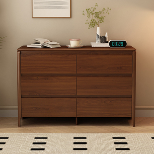 希木森中式实木六斗柜卧室床尾柜靠墙收纳柜客厅置物五斗储物柜