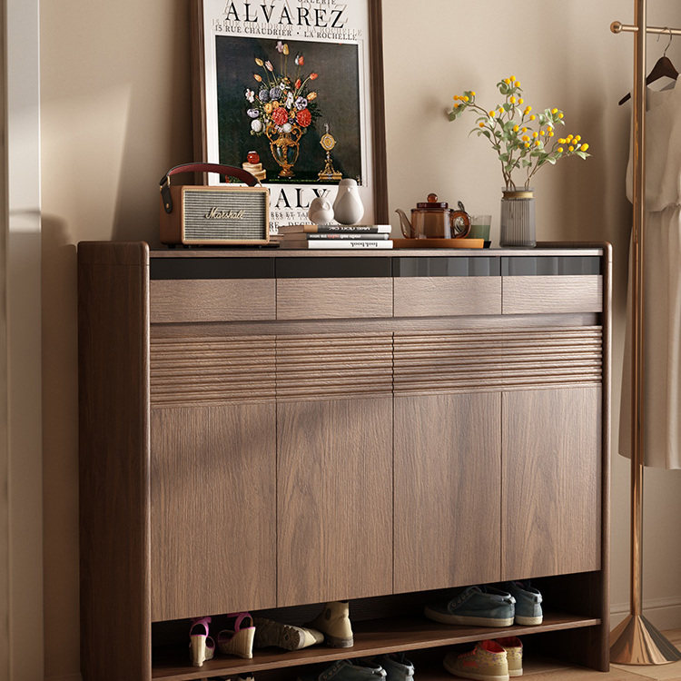 希木森实木鞋柜门口胡桃色入户玄关柜储物柜2025新款大容量收纳柜