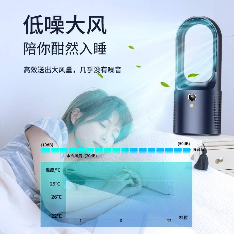 新款立式桌面无叶风扇家用学生宿舍小型台式usb充电风扇静音