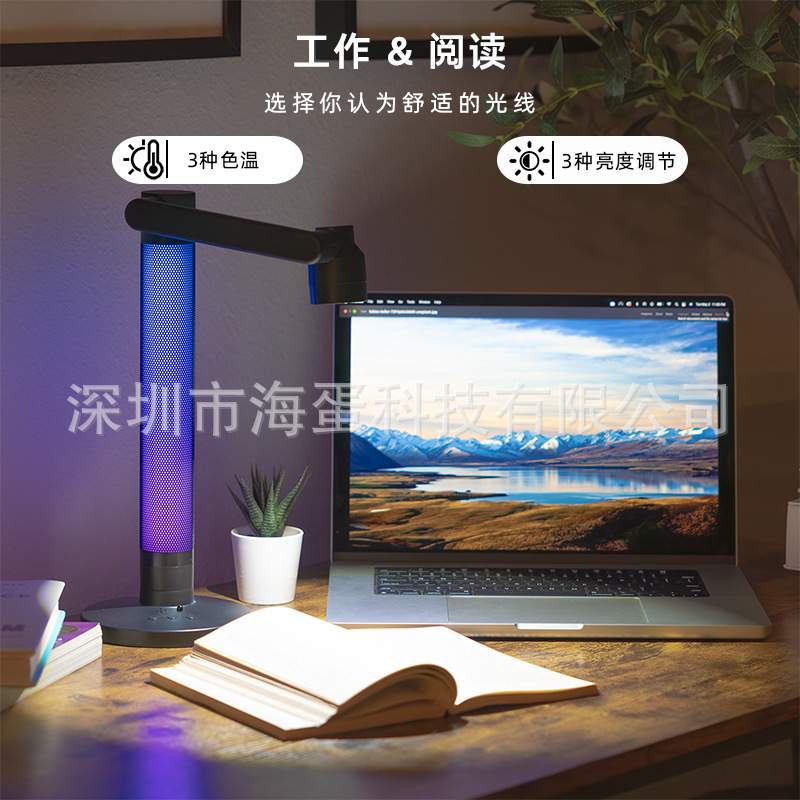 照明装饰2合1氛围台灯可旋转APP调色桌面灯护眼工作学习轻奢设计