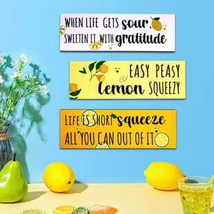 饰木制挂饰装 跨境 创意挂件装 饰牌 饰品木质挂牌 柠檬记录语录装