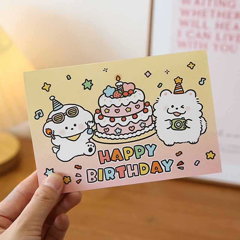 可爱卡通小狗立体生日贺卡 ins创意手写留言祝福DIY手作卡片