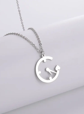 货源直销个性潮流热卖简笔钟表304材质不锈钢吊坠项链