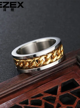 r0213-02饰品 简约时尚个性单车车链男士钛钢戒指 超宽指环