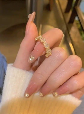 真金电镀几何开口锆石戒指ins风复古时尚个性潮指环百搭气质手饰