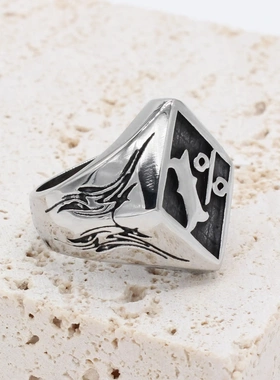 r1061 饰品 个性复古1%朋克哥特男士钛钢戒指