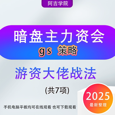 平民翻身暗盘主力资金 gs策略 游资大佬教学视频