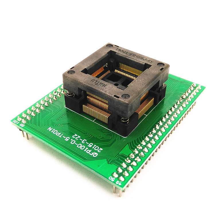 HMILUOTQ-100-0.5-09芯片烧录座镀金针编程座 QFP100IC测试座
