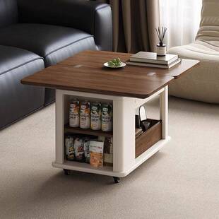 实木随心小推车中古风可移动多功能折叠小户型阳台边几柜储物茶桌