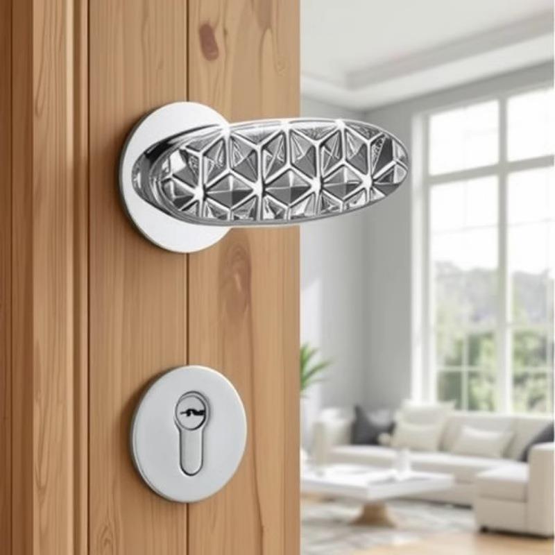 法式金色水晶门把手卧室门木门锁高级分体门锁静音磁吸款静音锁