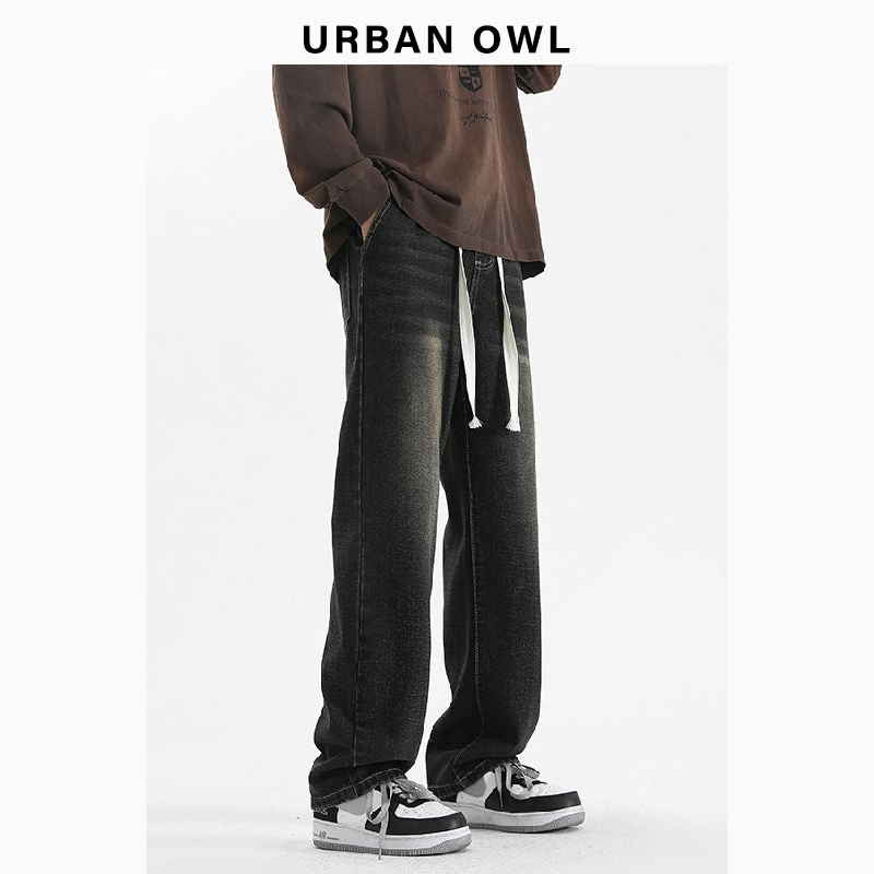 URBAN OWL2025新款高腰阔腿男女春夏爆款港风显瘦垂感复古牛仔裤