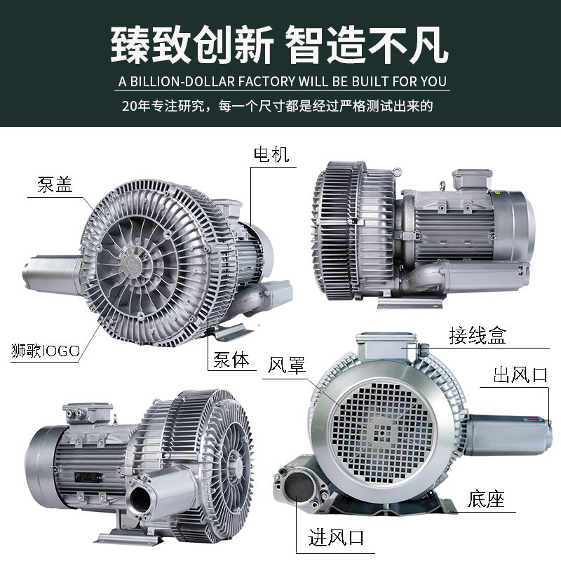 狮歌2LG820-7HH17/27/37/47高压漩涡鼓风机工业机械木工吸尘气泵
