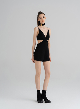 WEPRIVE 深V露背连体裤女装时尚休闲百搭时尚连衣裙YL24PA03