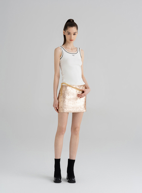 WEPRIVE 春夏季新款女装休闲百搭时尚背心短袖YL24TP08|YL24SK08