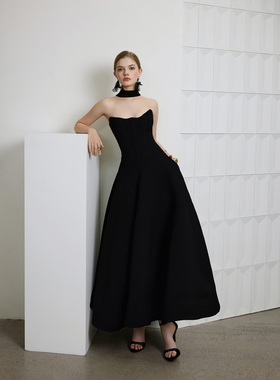 WEPRIVE 原野斯嘉丽抹胸连衣裙修身收腰长裙抹胸设计款女