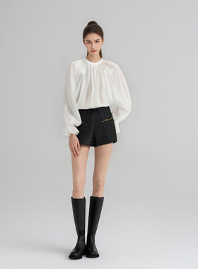 WEPRIVE 单排多扣薄款长袖衬衫女士时尚轻奢女装