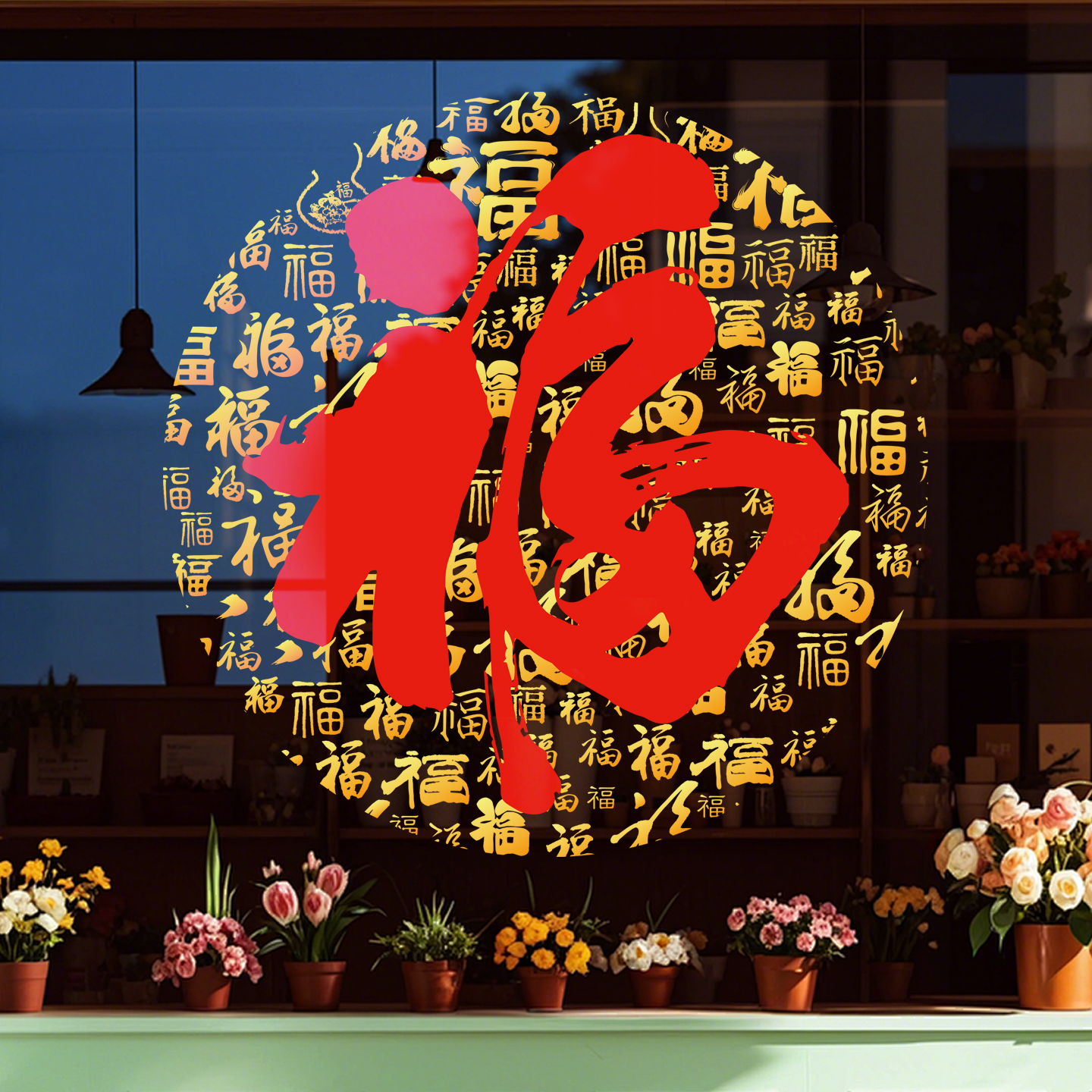 2025新款福字窗贴创意百福静电贴