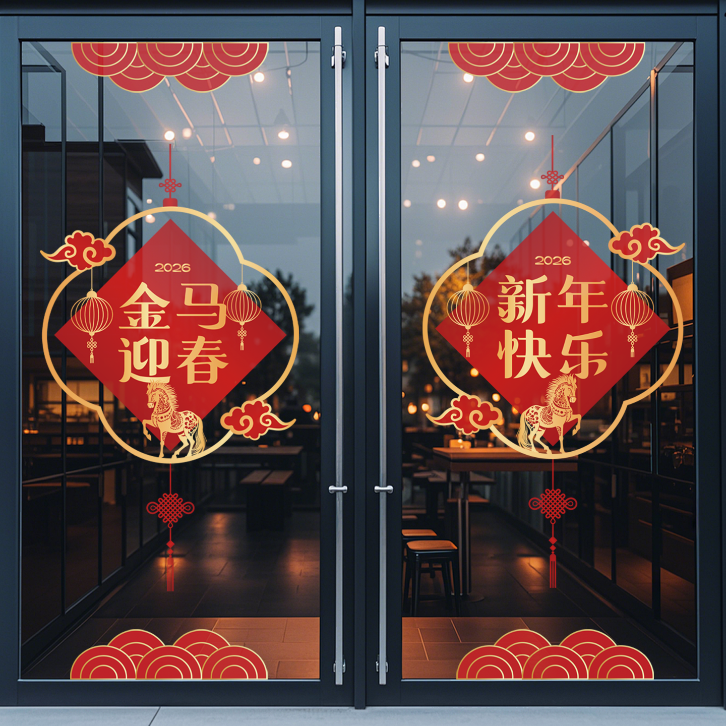 2026春节马年福袋新年窗花贴店铺物业商场酒店橱窗静电贴大门贴纸,节庆用品/礼品,福字/窗花/窗贴,淘宝优惠券,粉丝福利购,淘宝优惠卷