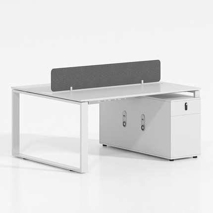 职员办公桌工位卡座简约电脑4多人带挡板线板口字桌脚椅组合